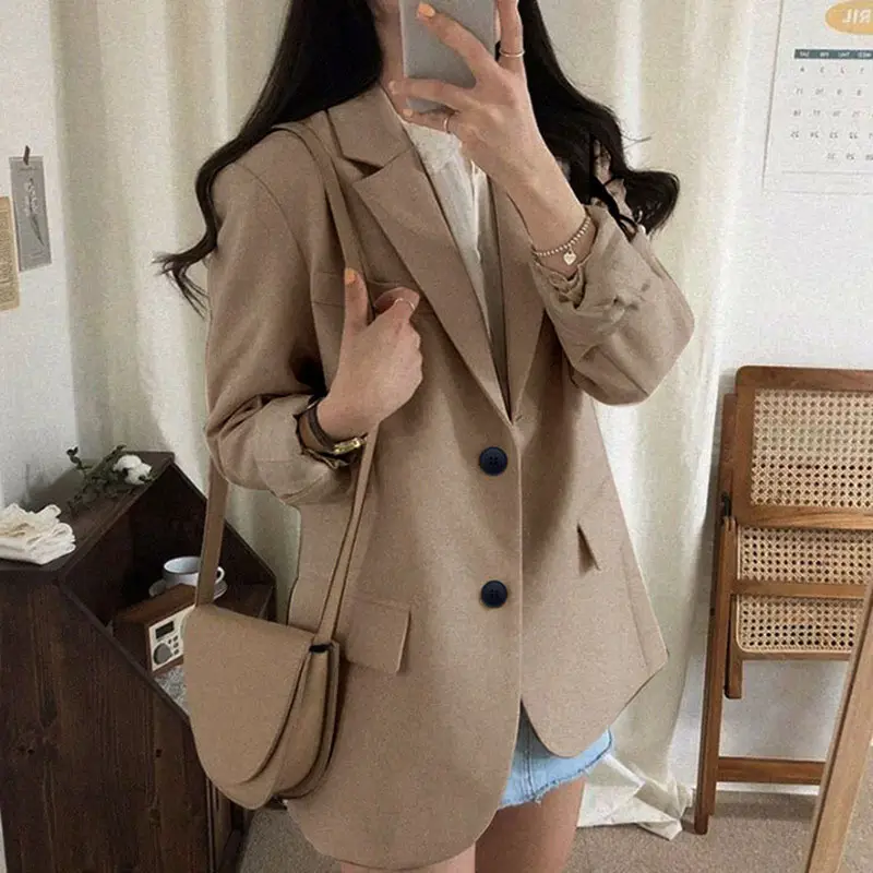 2026 Korean Style Petite Off-White Blazer Women - Image 2