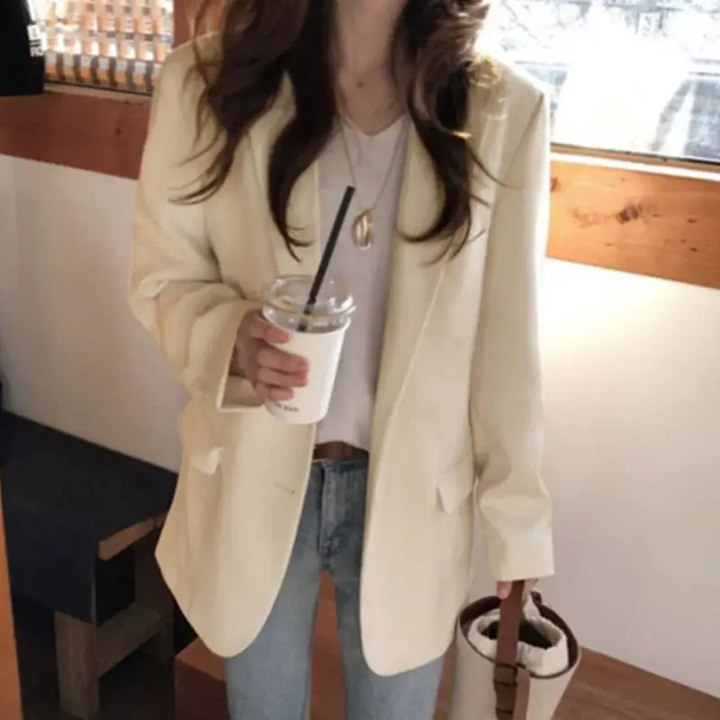 2026 Korean Style Petite Off-White Blazer Women - Image 5