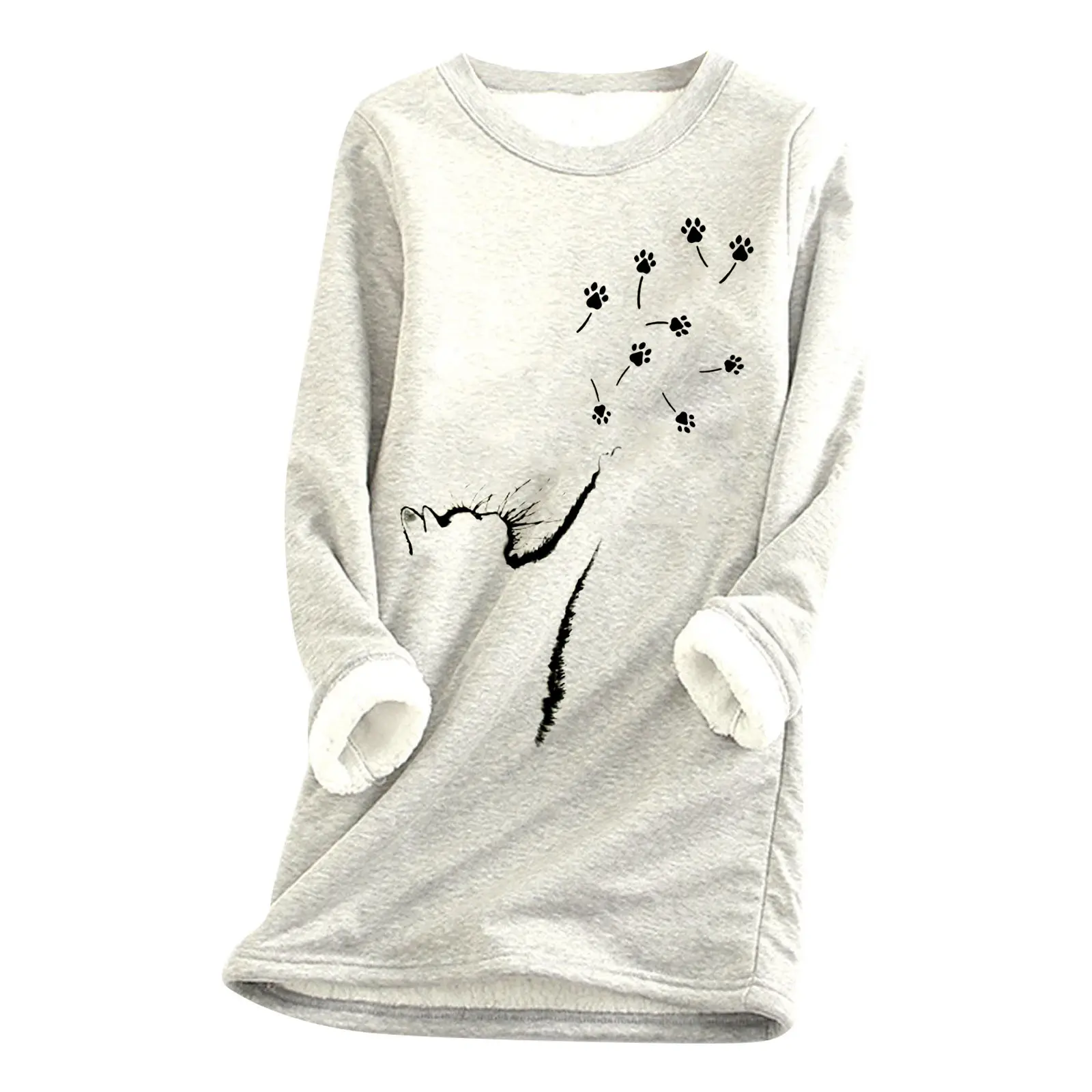 Red Printed Fur Sweater with Cat Claw Design