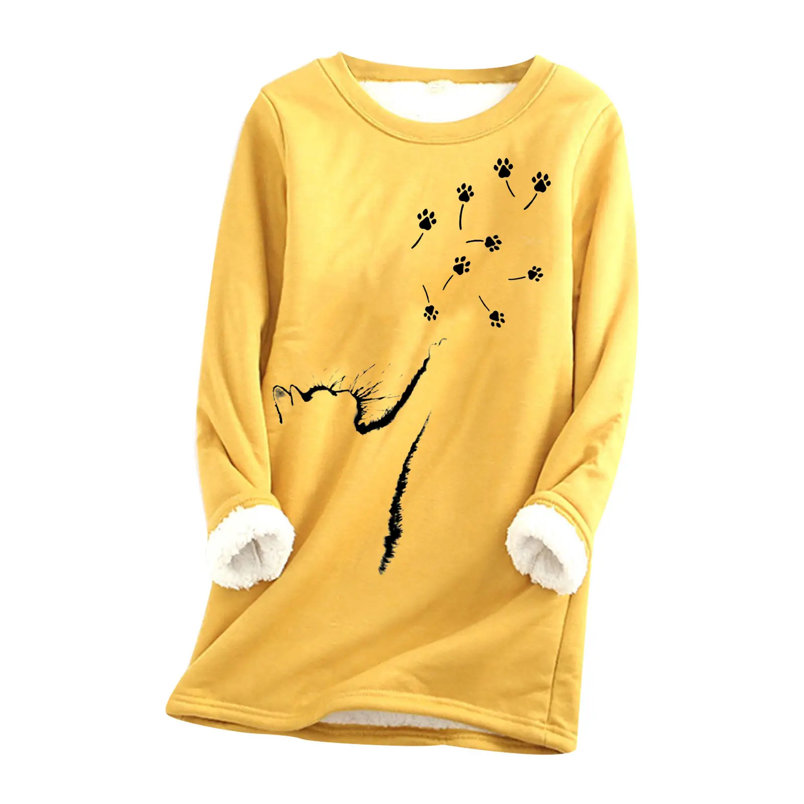 Red Printed Fur Sweater with Cat Claw Design