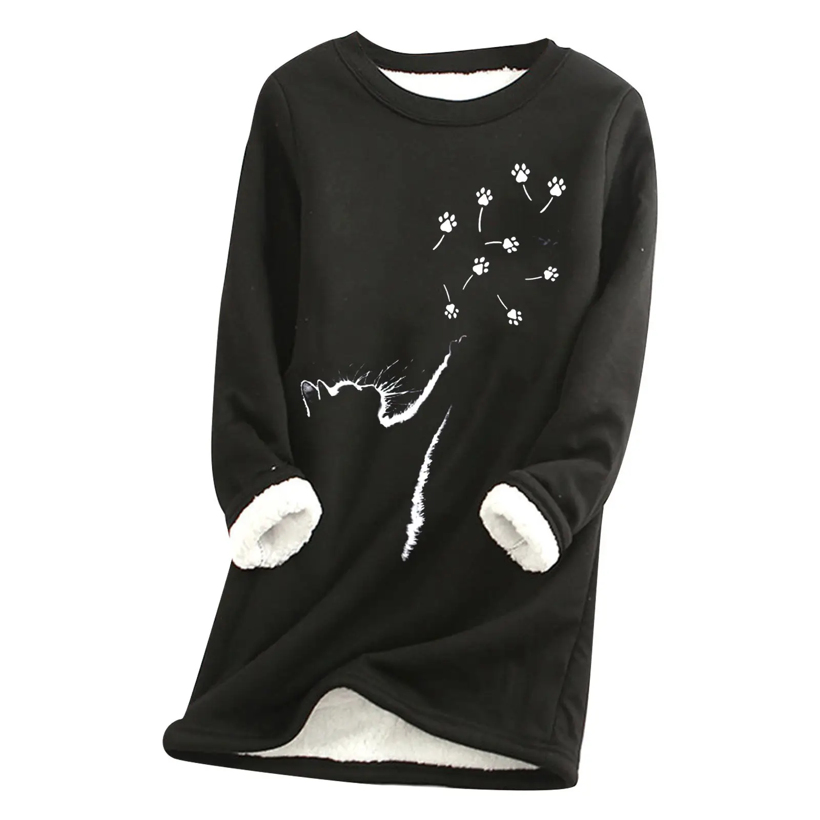 Red Printed Fur Sweater with Cat Claw Design