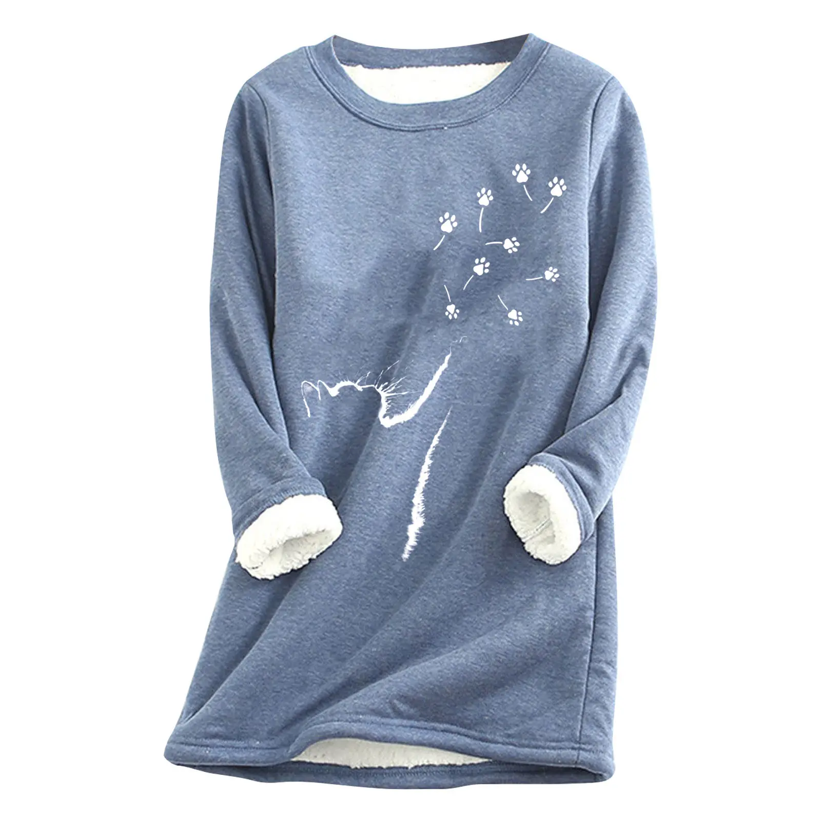Red Printed Fur Sweater with Cat Claw Design