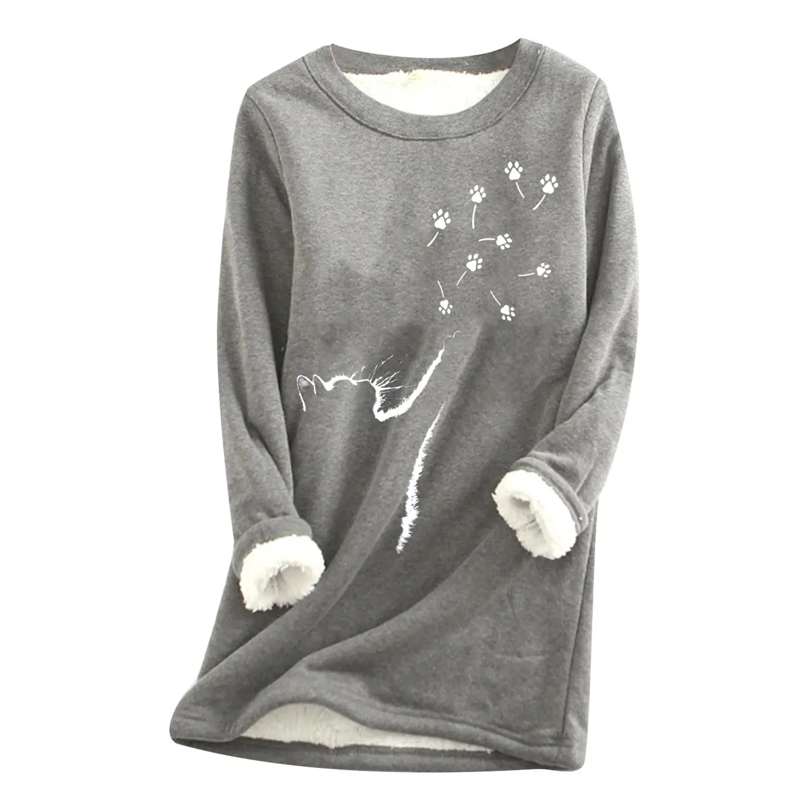 Red Printed Fur Sweater with Cat Claw Design