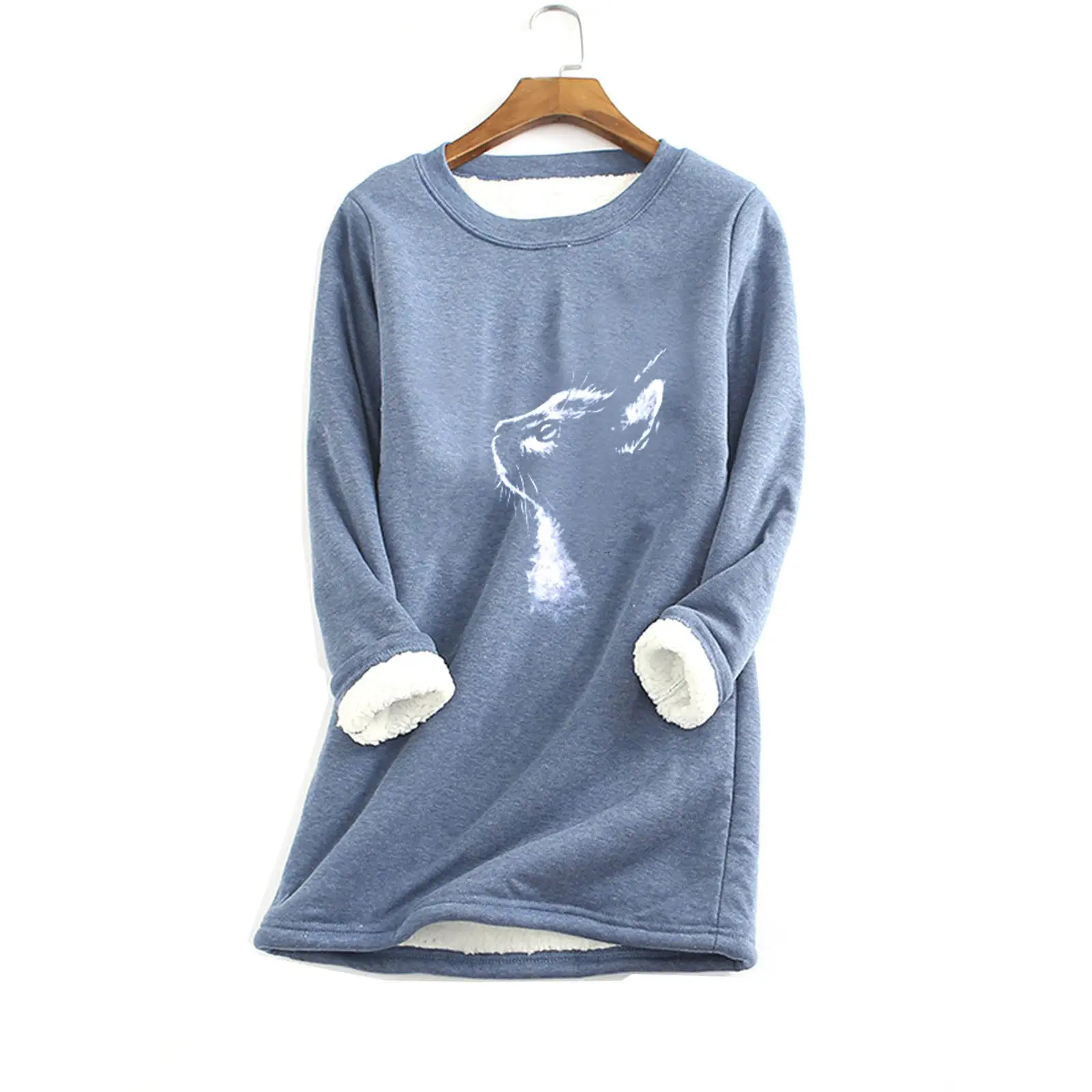 Black Printed Fur Sweater with Cat Head Design - Image 13