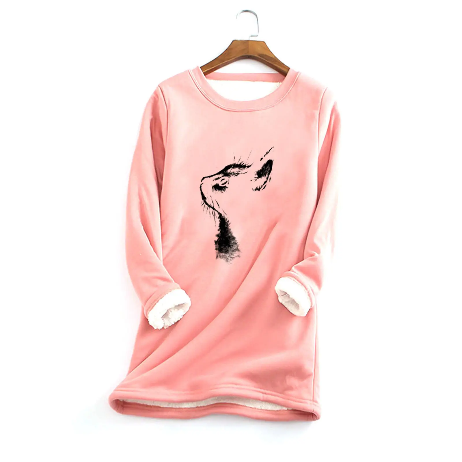Black Printed Fur Sweater with Cat Head Design - Image 14