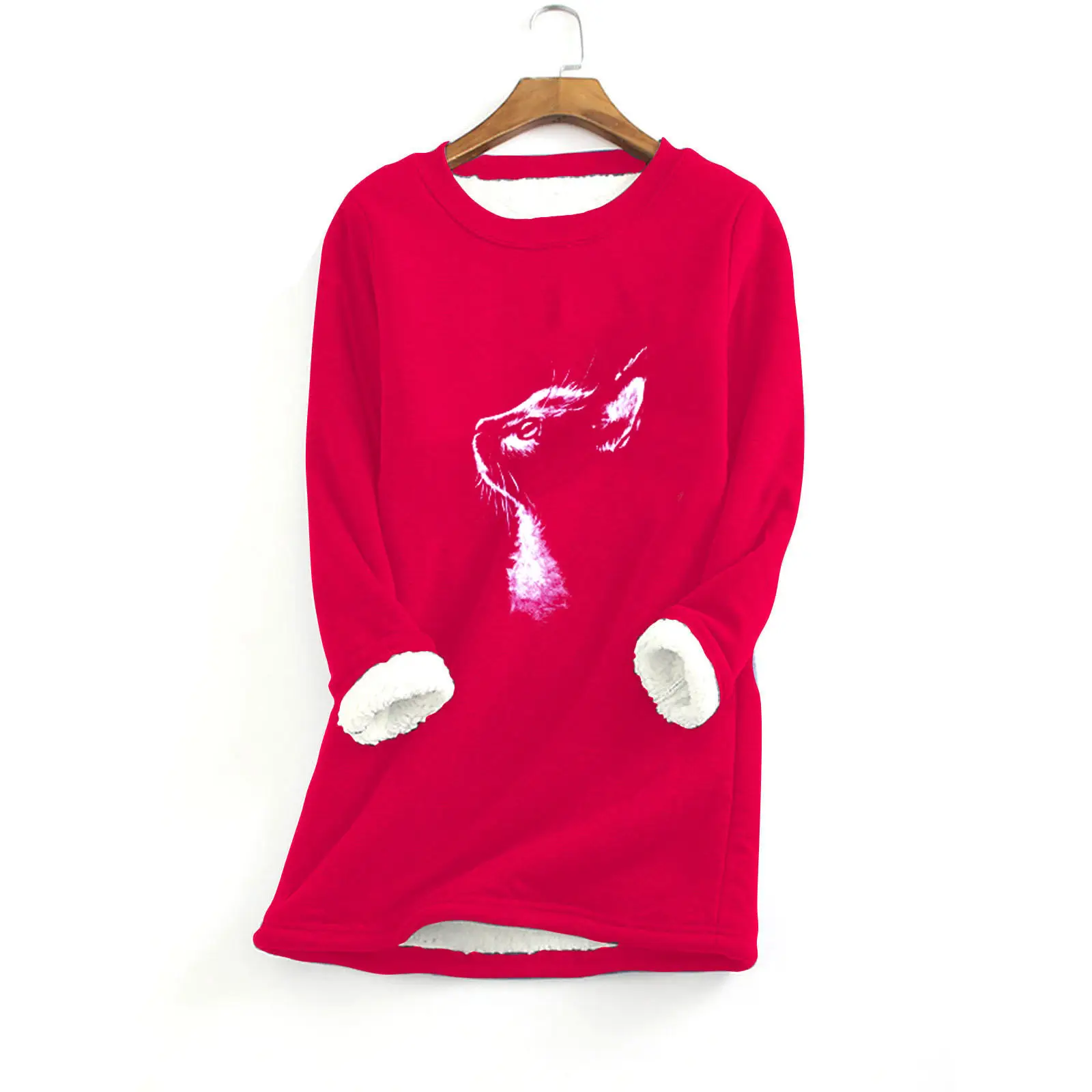 Black Printed Fur Sweater with Cat Head Design - Image 3