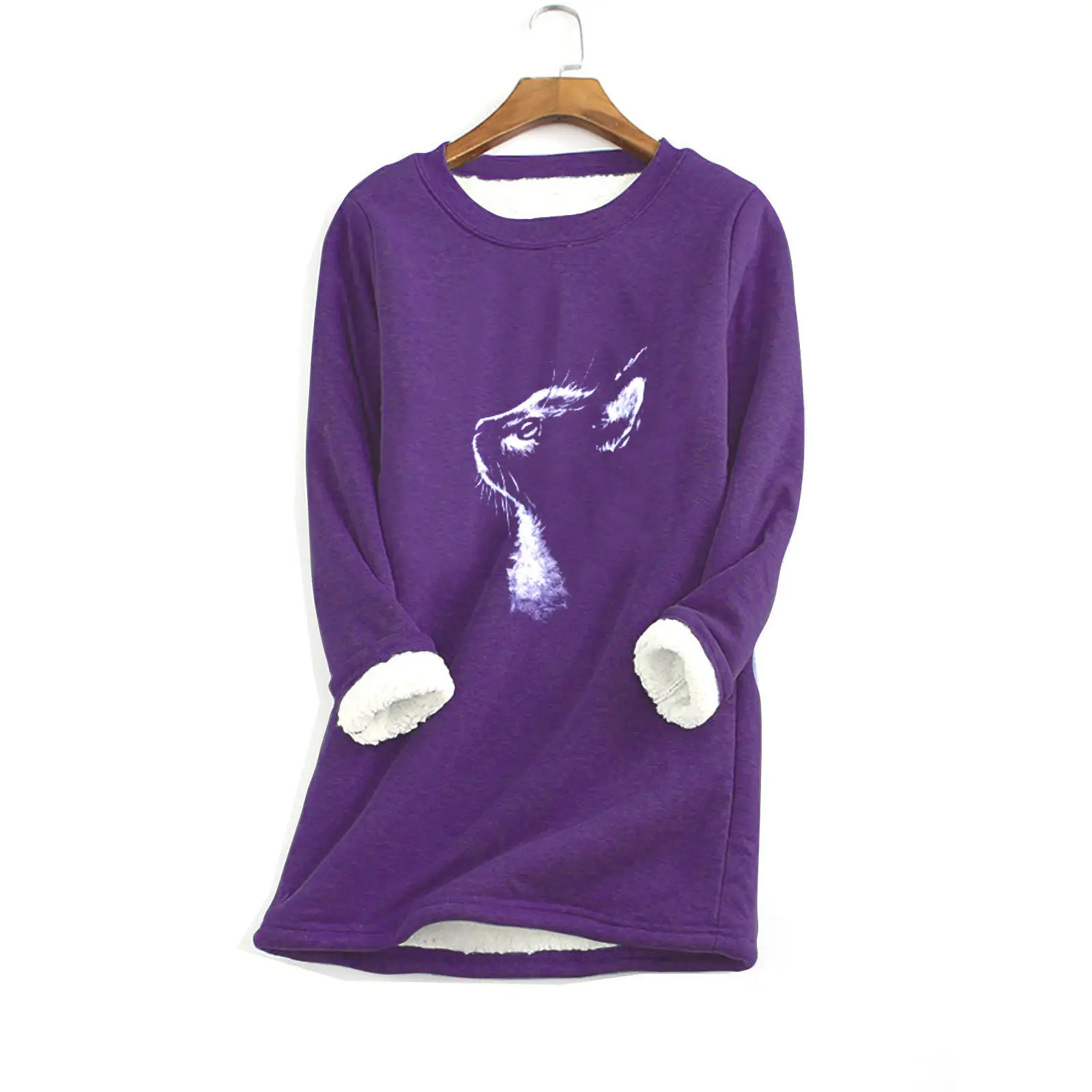 Black Printed Fur Sweater with Cat Head Design - Image 4