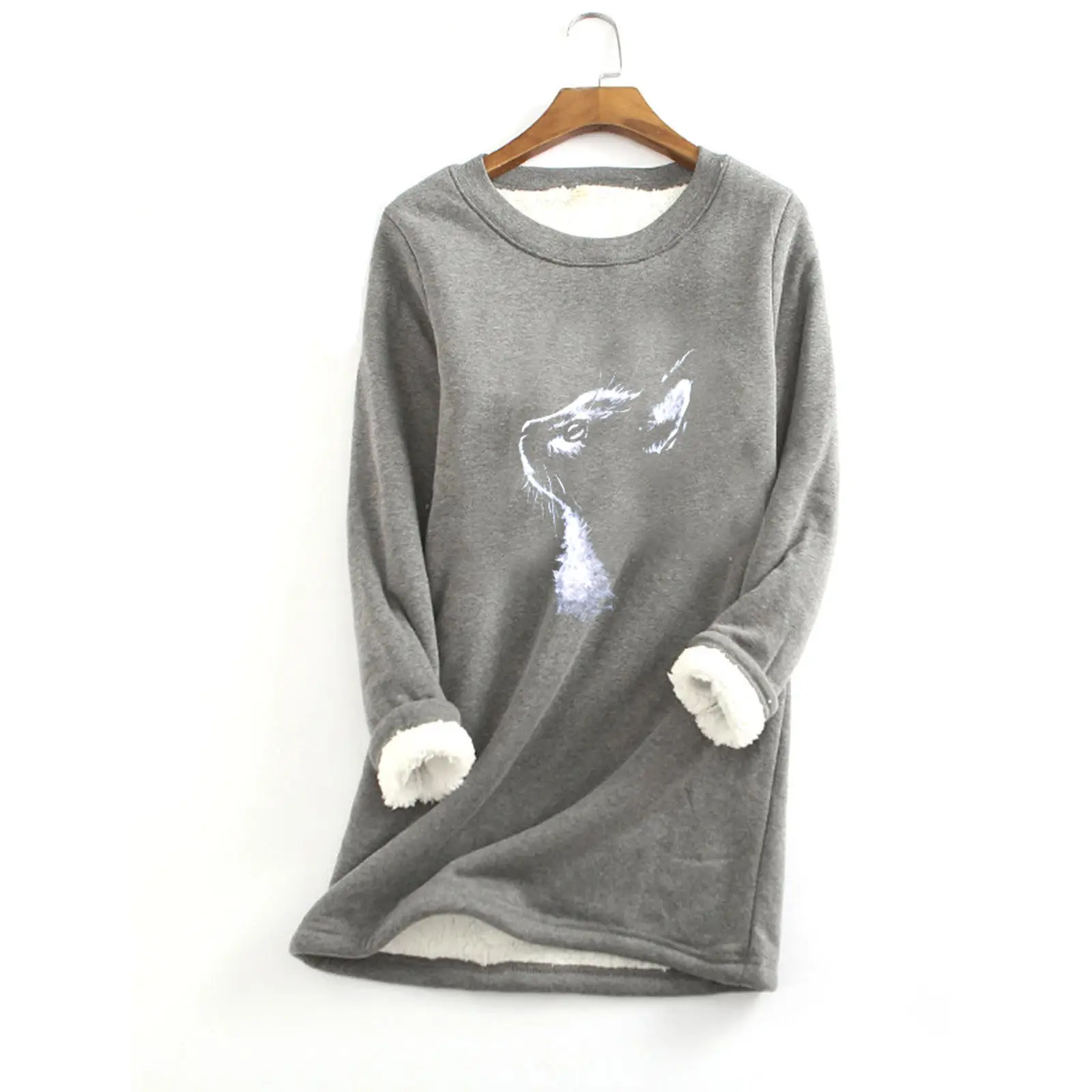 Black Printed Fur Sweater with Cat Head Design - Image 7
