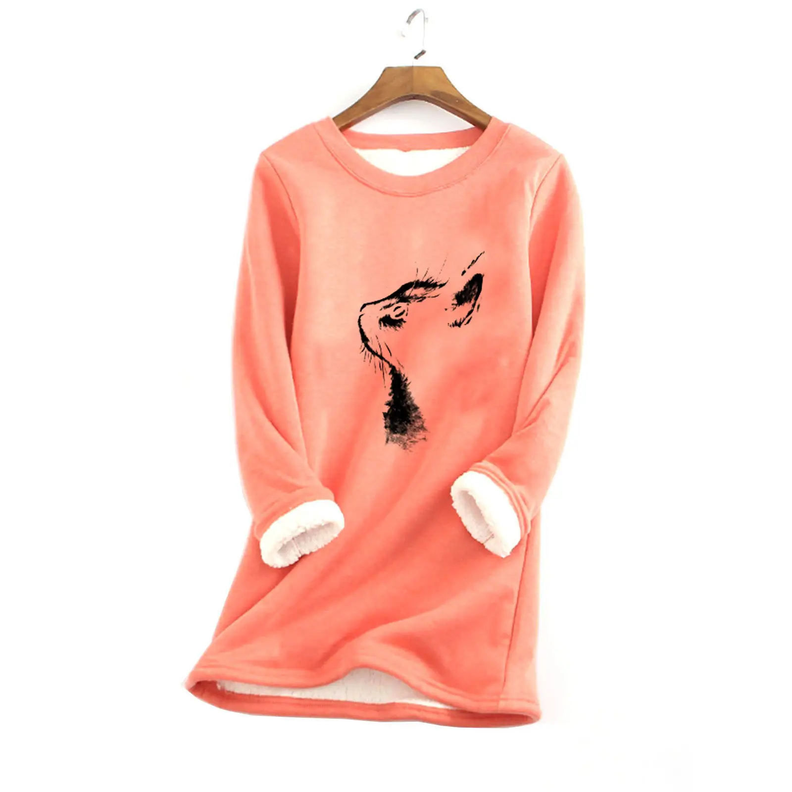 Black Printed Fur Sweater with Cat Head Design - Image 8