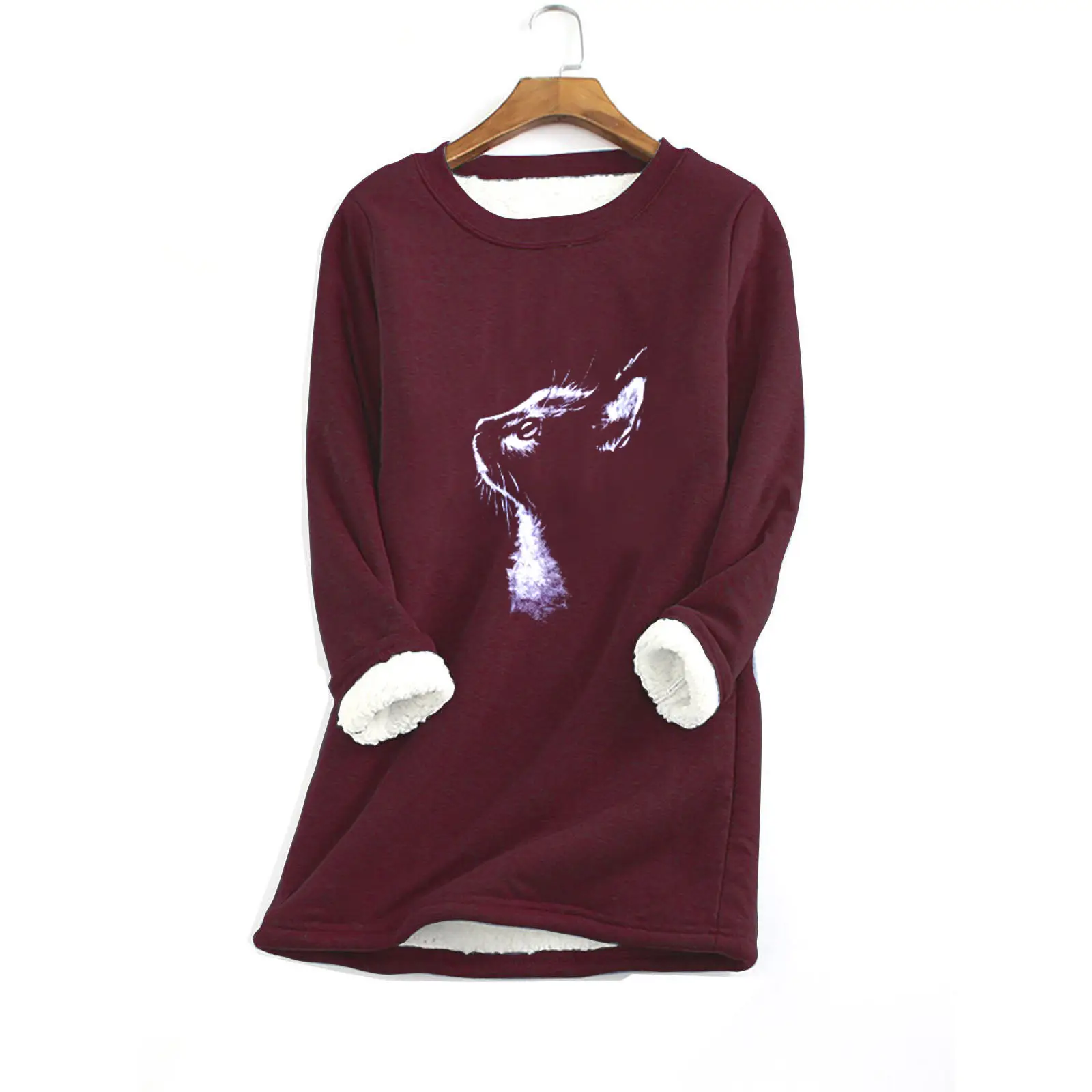 Black Printed Fur Sweater with Cat Head Design - Image 9