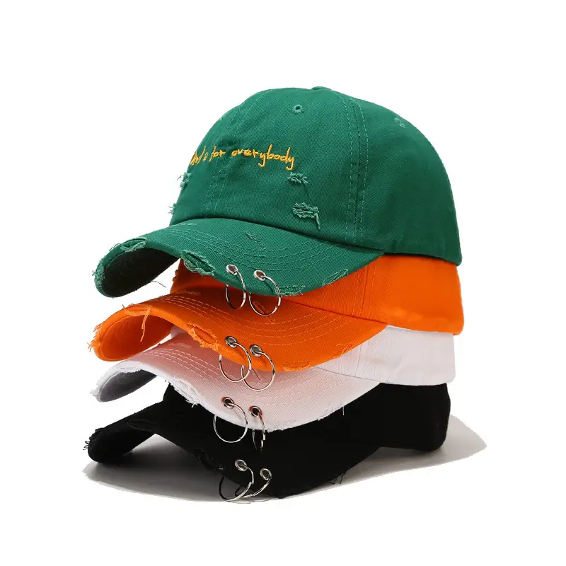 Women Embroidered Hoop Cap Black White Korean Hip Hop