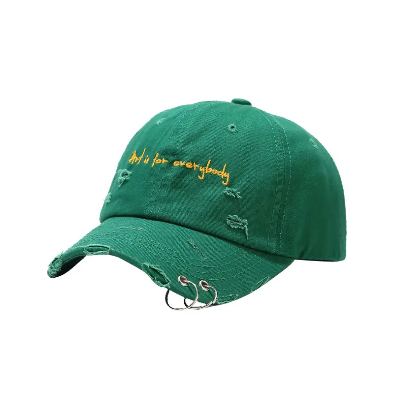 Women Embroidered Hoop Cap Black White Korean Hip Hop