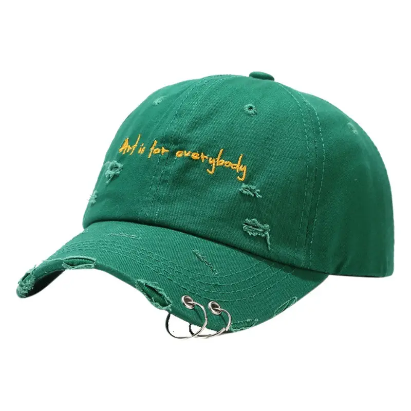 Women Embroidered Hoop Cap Black White Korean Hip Hop