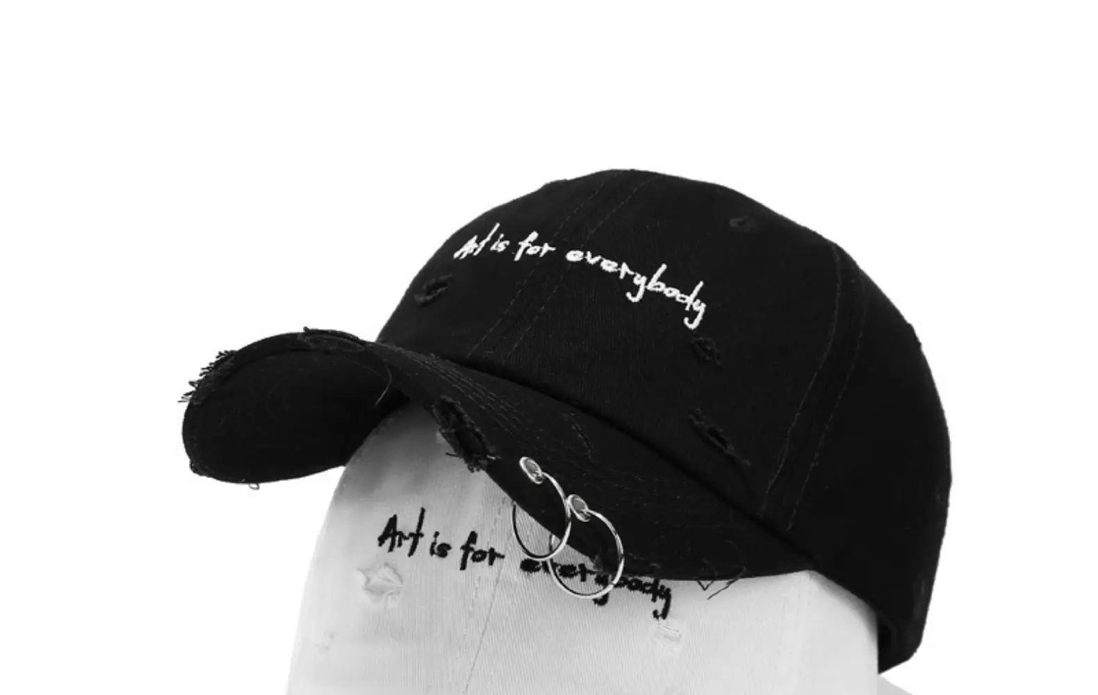 Women Embroidered Hoop Cap Black White Korean Hip Hop — feature 17