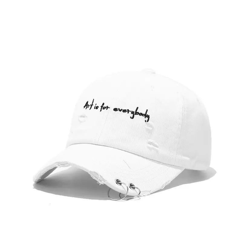 Women Embroidered Hoop Cap Black White Korean Hip Hop