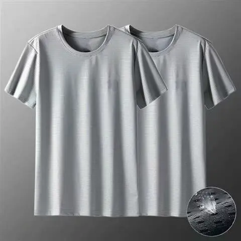 Men's Black Mesh Ice Silk T-Shirt Large 2020 Summer - Image 2