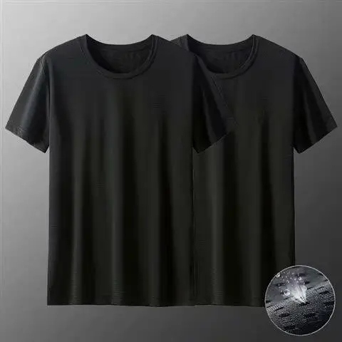 Men's Black Mesh Ice Silk T-Shirt Large 2020 Summer - Image 3