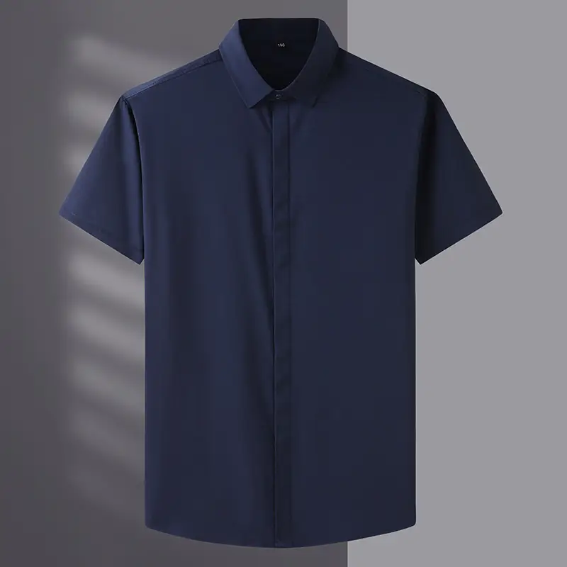 Men Cotton White Short Sleeve Shirt Large Stretch - Image 5