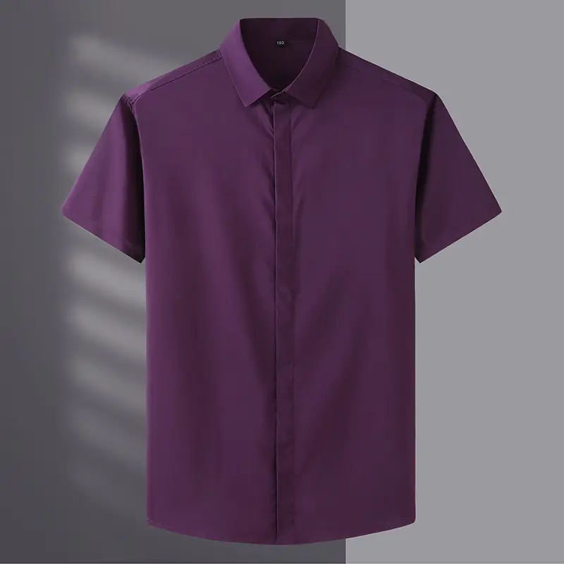Men Cotton White Short Sleeve Shirt Large Stretch - Image 6