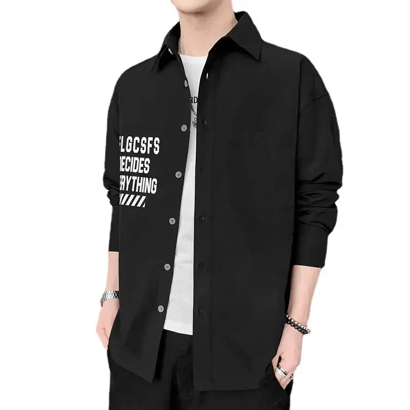Men Long Sleeve Casual Shirt Light Green Loose Fit Japanese Style - Image 10
