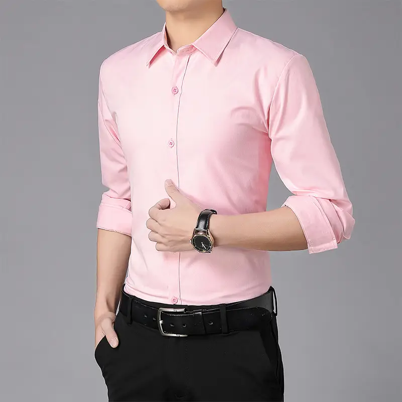 Men Red Short Sleeve Button Down Shirt Slim Fit - Image 12