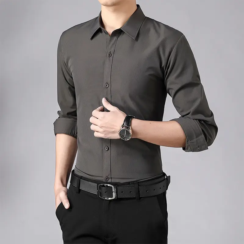 Men Red Short Sleeve Button Down Shirt Slim Fit - Image 14