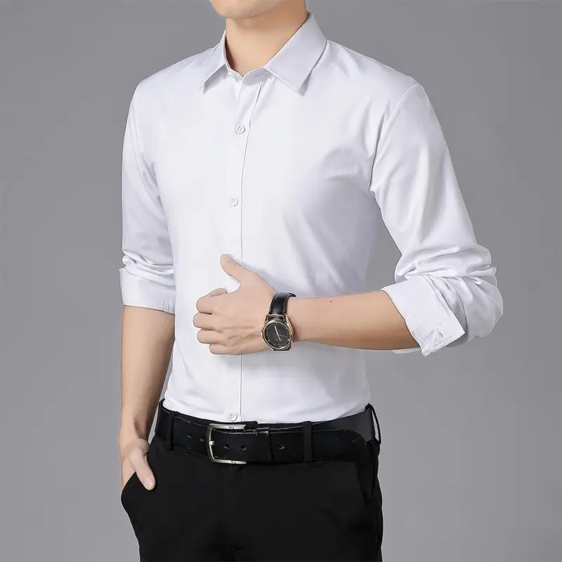 Men Red Short Sleeve Button Down Shirt Slim Fit - Image 3