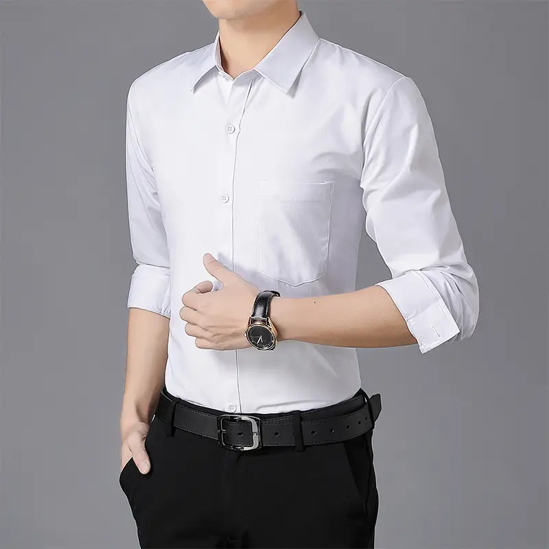 Men Red Short Sleeve Button Down Shirt Slim Fit - Image 4