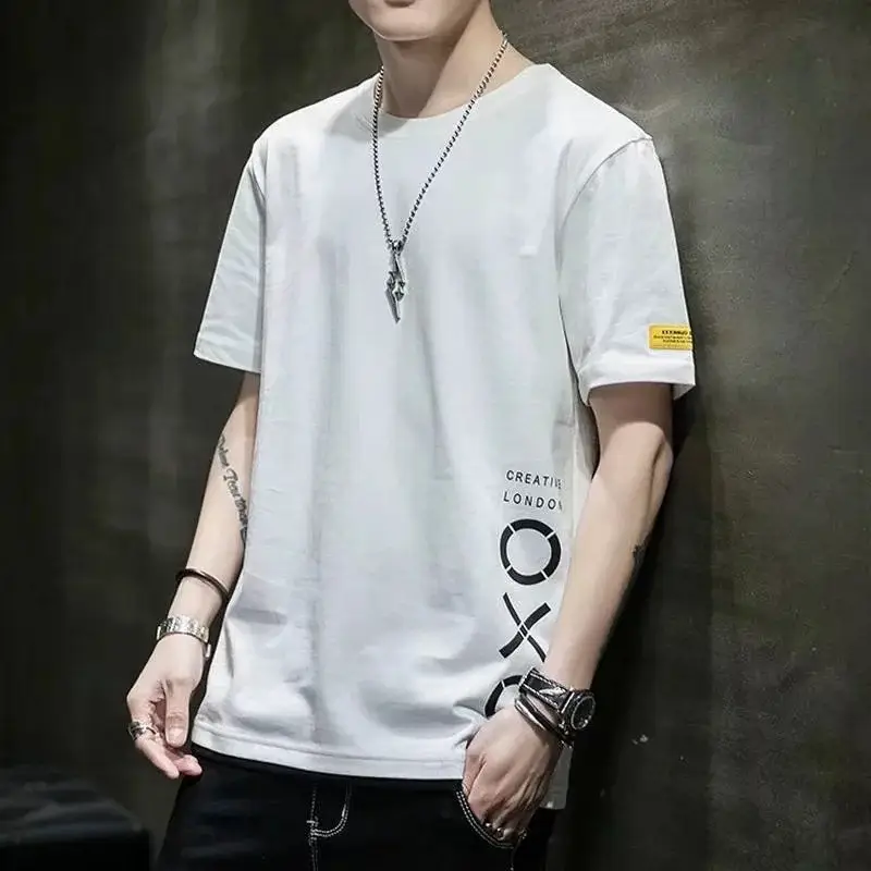 Men Black Graphic T-Shirt 2021 Summer Loose Fit - Image 6