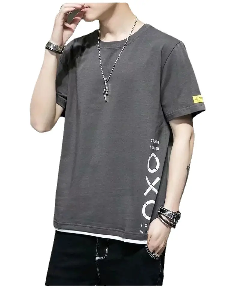 Men Black Graphic T-Shirt 2021 Summer Loose Fit - Image 8