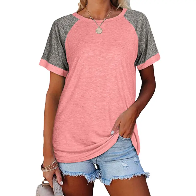 Women Maroon Short Sleeve T-Shirt Large Casual Summer Top