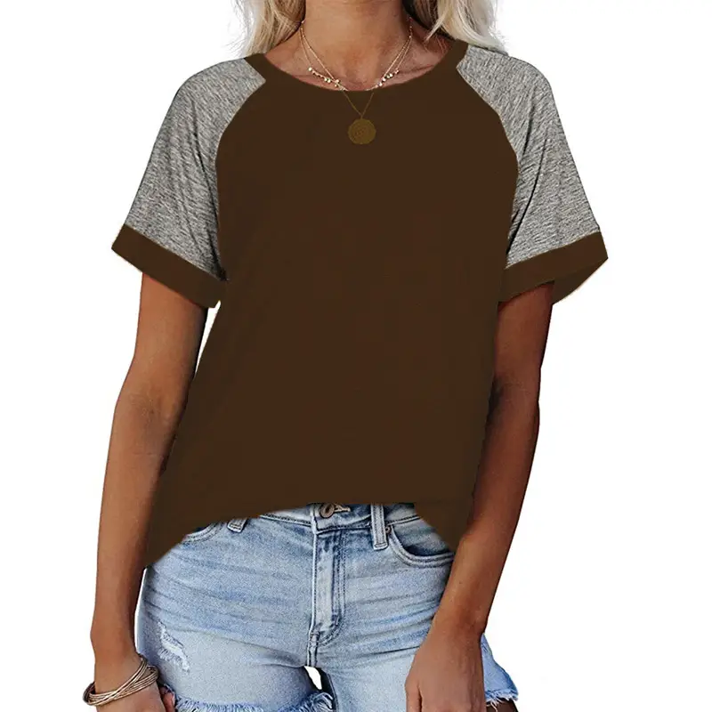 Women Maroon Short Sleeve T-Shirt Large Casual Summer Top