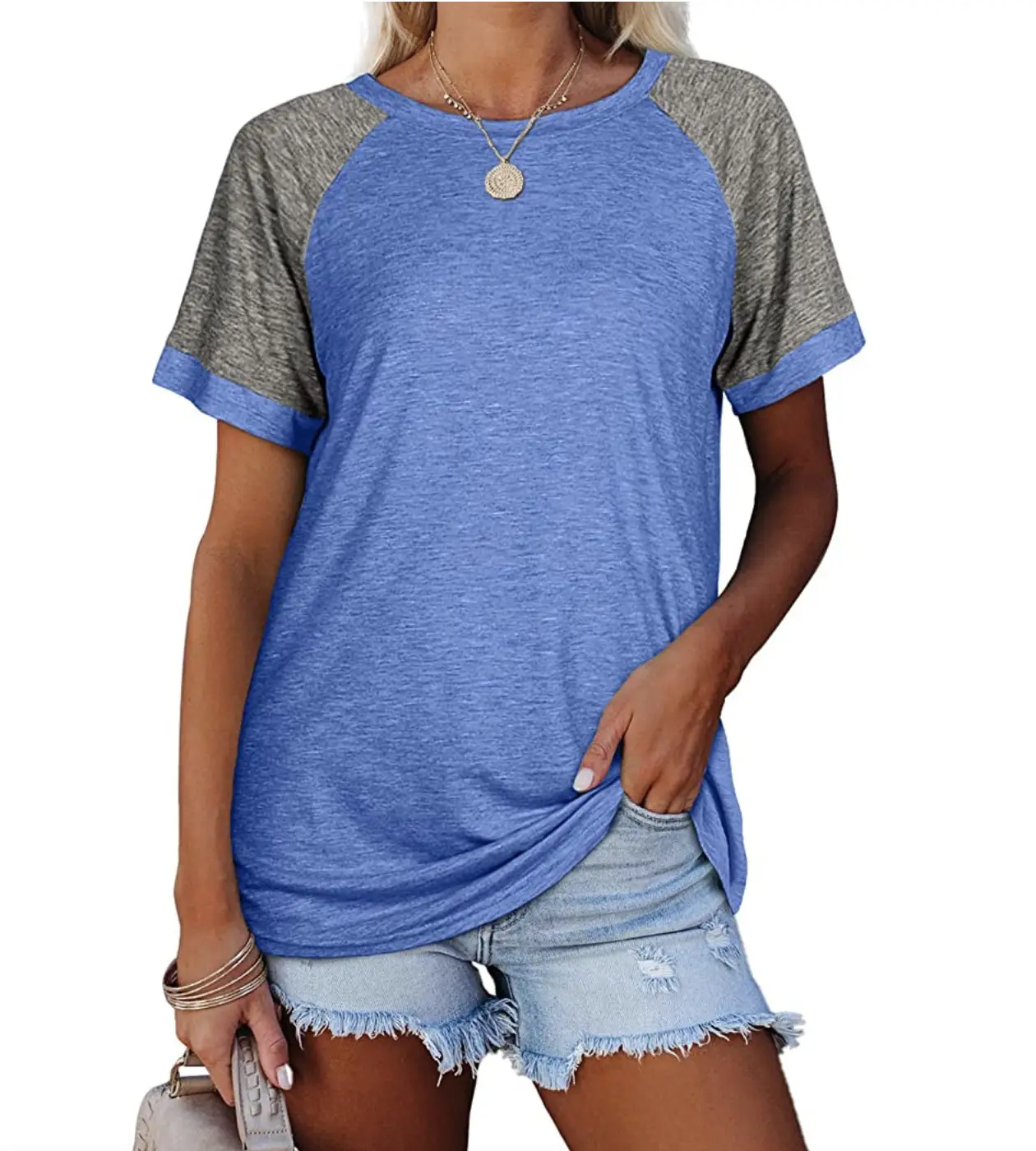 Women Maroon Short Sleeve T-Shirt Large Casual Summer Top