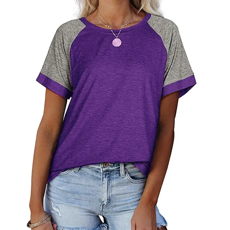 Women Maroon Short Sleeve T-Shirt Large Casual Summer Top