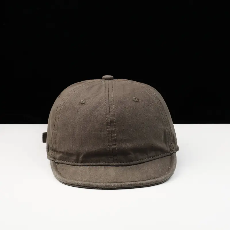 Men Washed Pull Peaked Baseball Cap Brown - Image 6