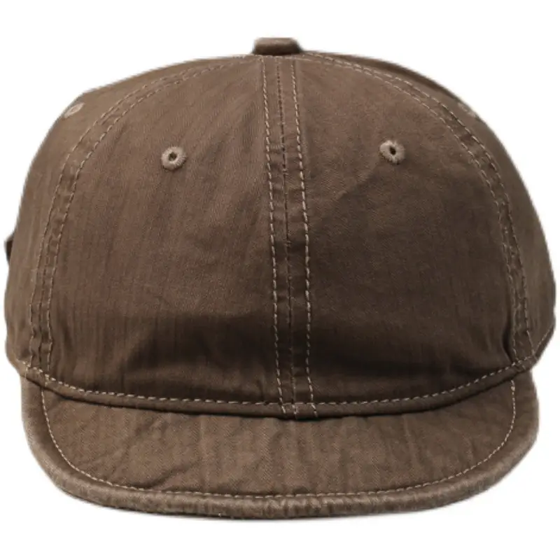 Men Washed Pull Peaked Baseball Cap Brown - Image 8