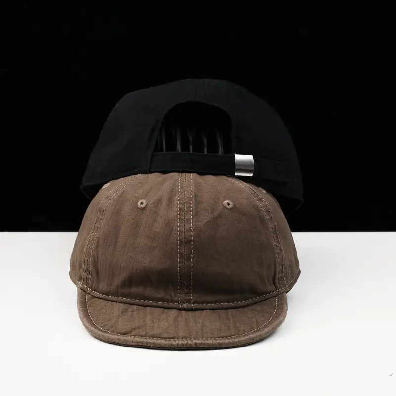 Men Washed Pull Peaked Baseball Cap Brown — feature 5