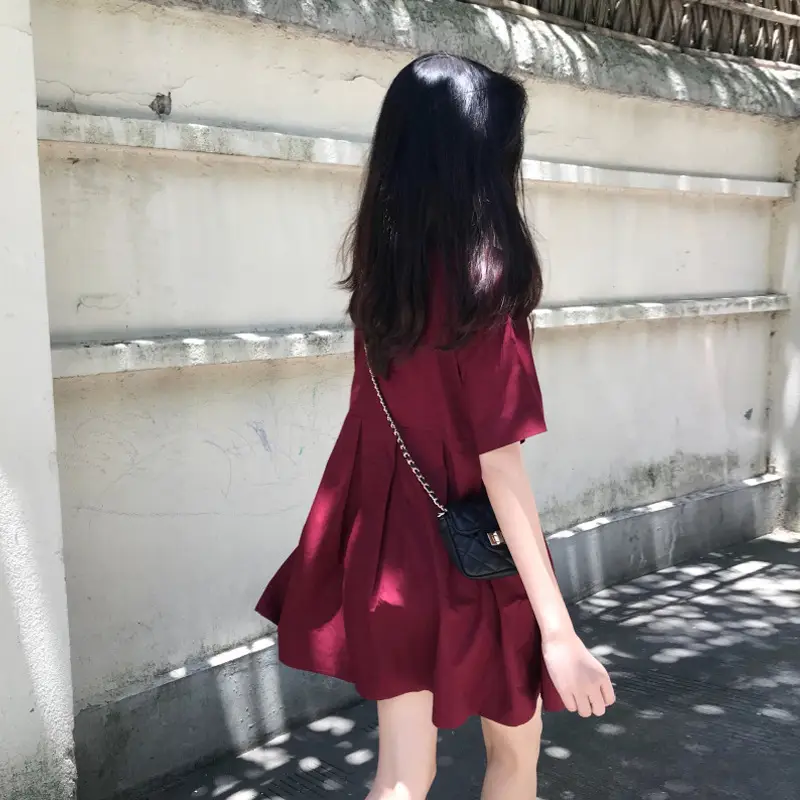 Maternity Dress Red A-Line Loose Large