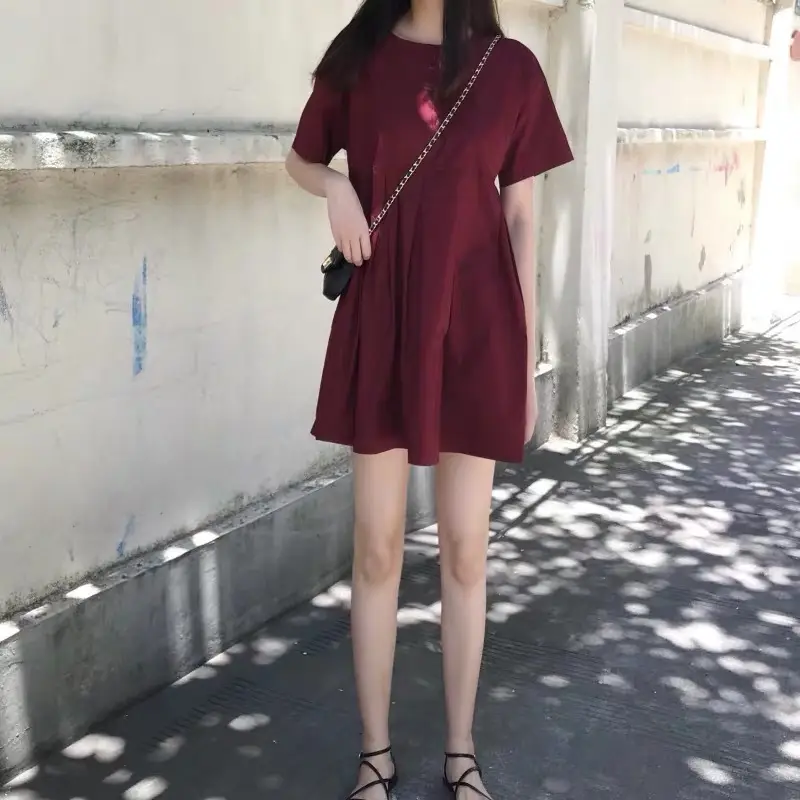 Maternity Dress Red A-Line Loose Large — feature 11