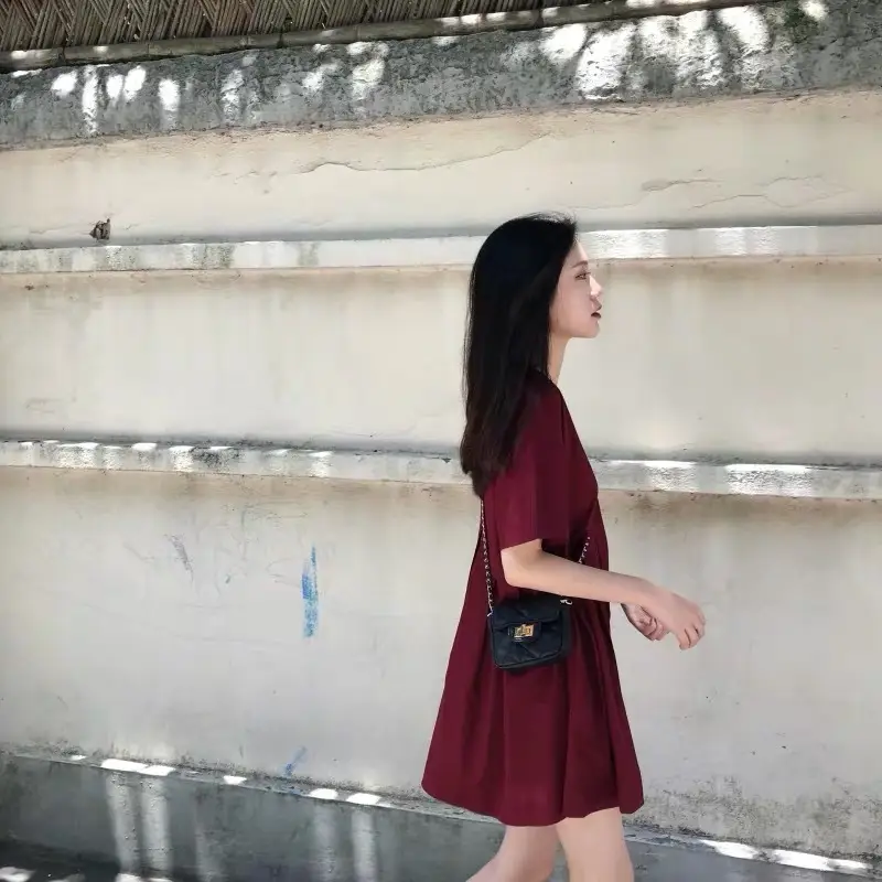 Maternity Dress Red A-Line Loose Large — feature 12
