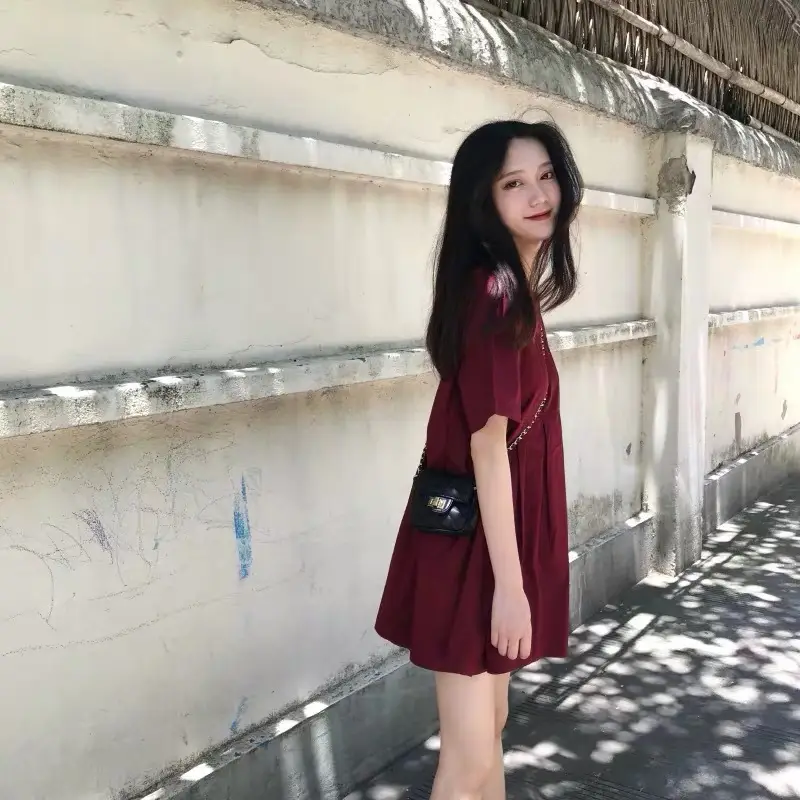 Maternity Dress Red A-Line Loose Large — feature 14