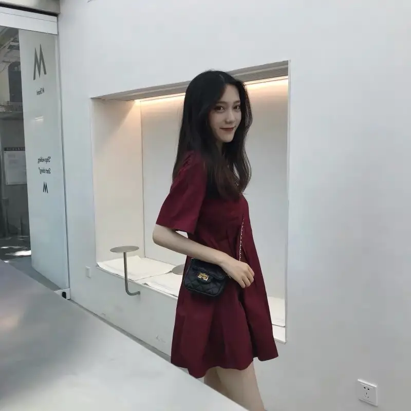 Maternity Dress Red A-Line Loose Large — feature 3
