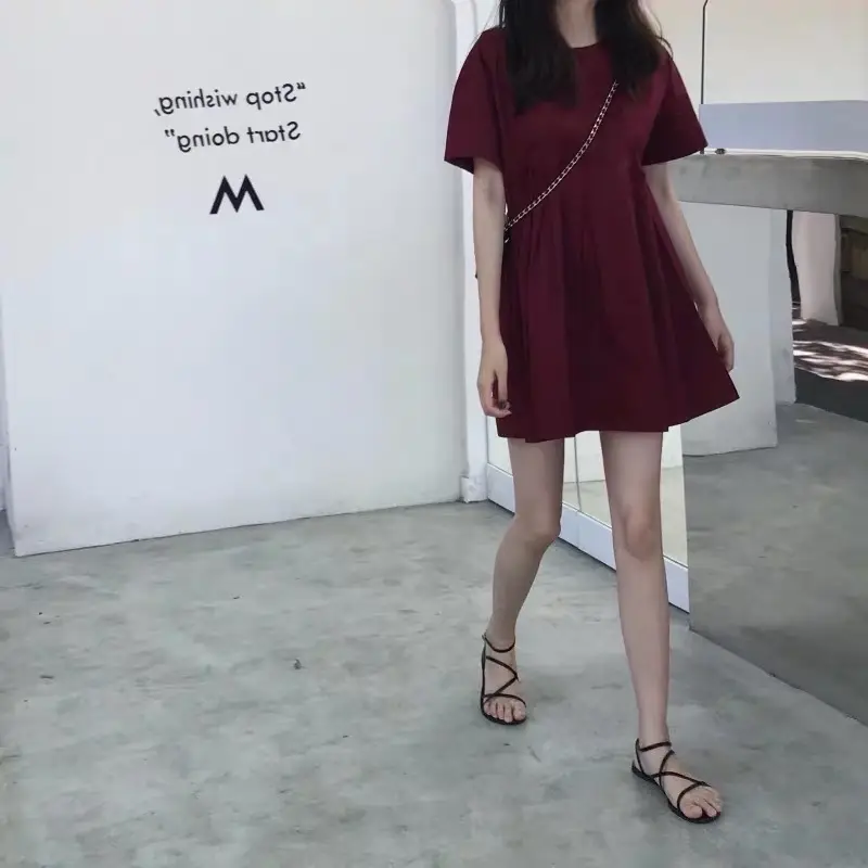 Maternity Dress Red A-Line Loose Large — feature 5