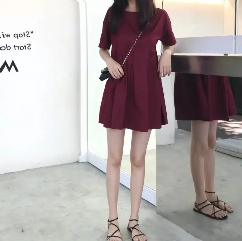 Maternity Dress Red A-Line Loose Large — feature 6