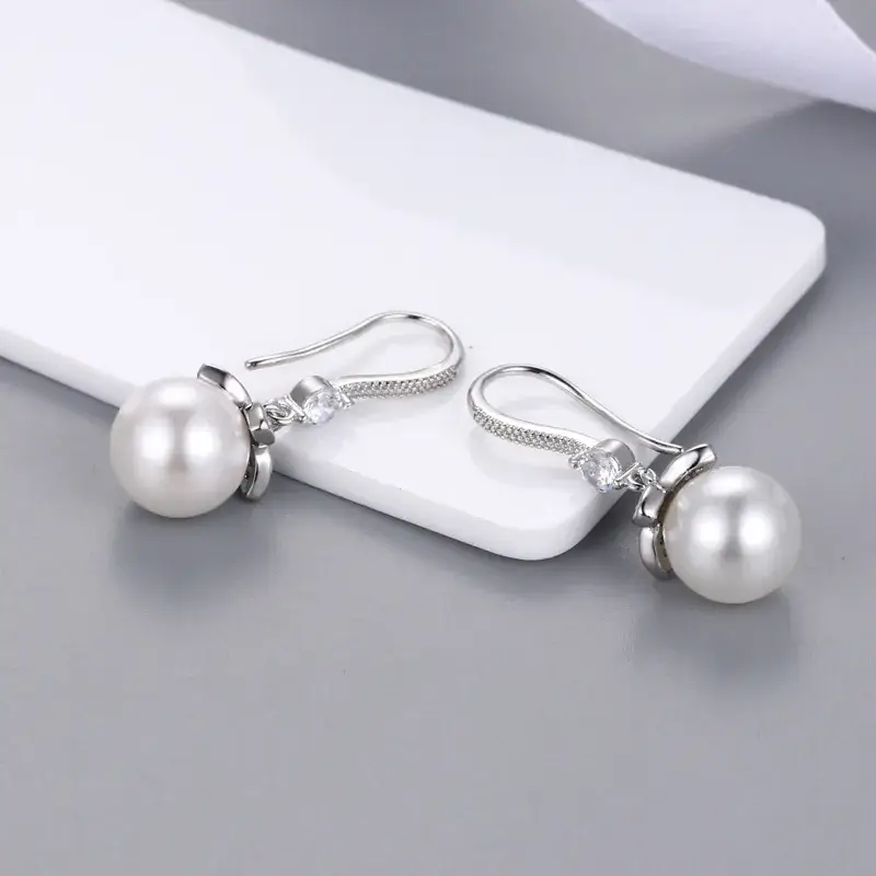 Pearl Pearl Earrings Gold Plated Women's - Image 6