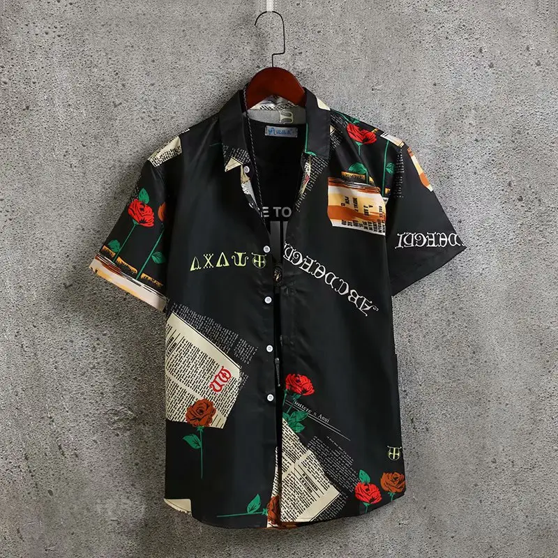 Men's Blue Hawaiian Floral Short Sleeve Shirt - Image 14