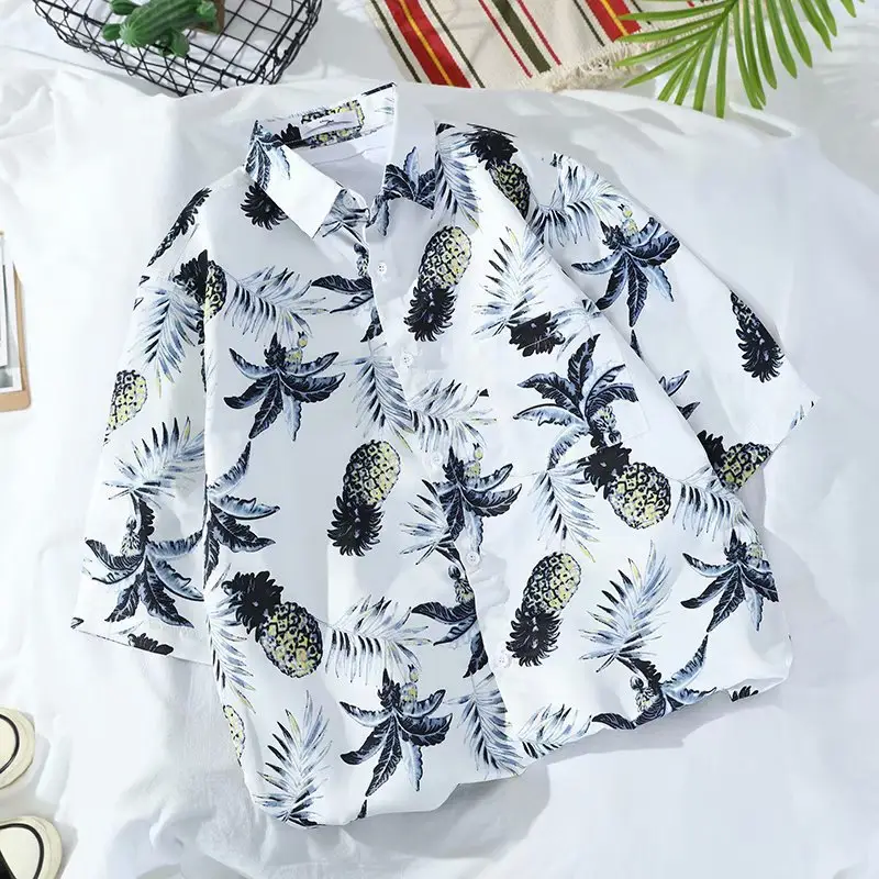 Men's Blue Hawaiian Floral Short Sleeve Shirt - Image 17