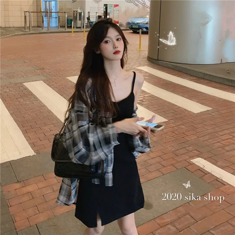 2025 Summer Korean Style Plaid Long Sleeve Top for Women — feature 3