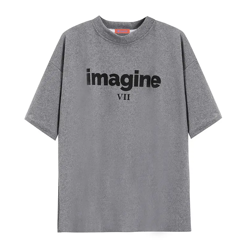 Grey New Letter T-Shirt Women Large Summer