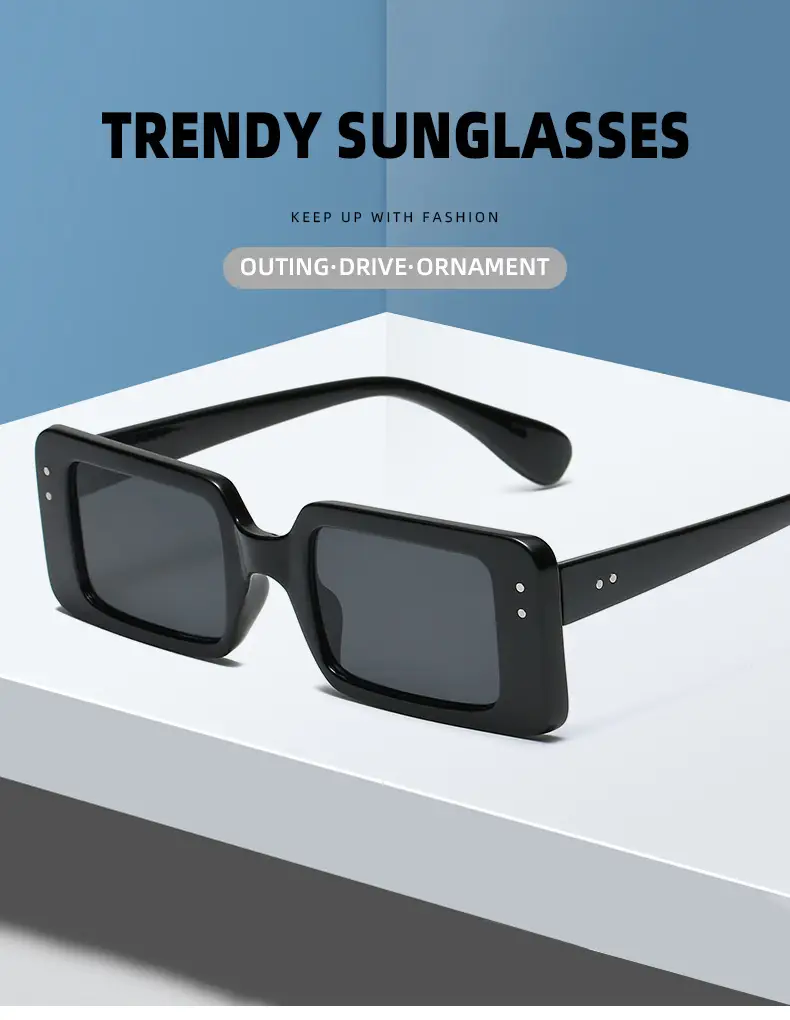2021 Square Frame Black Sunglasses for Men Women — feature 1